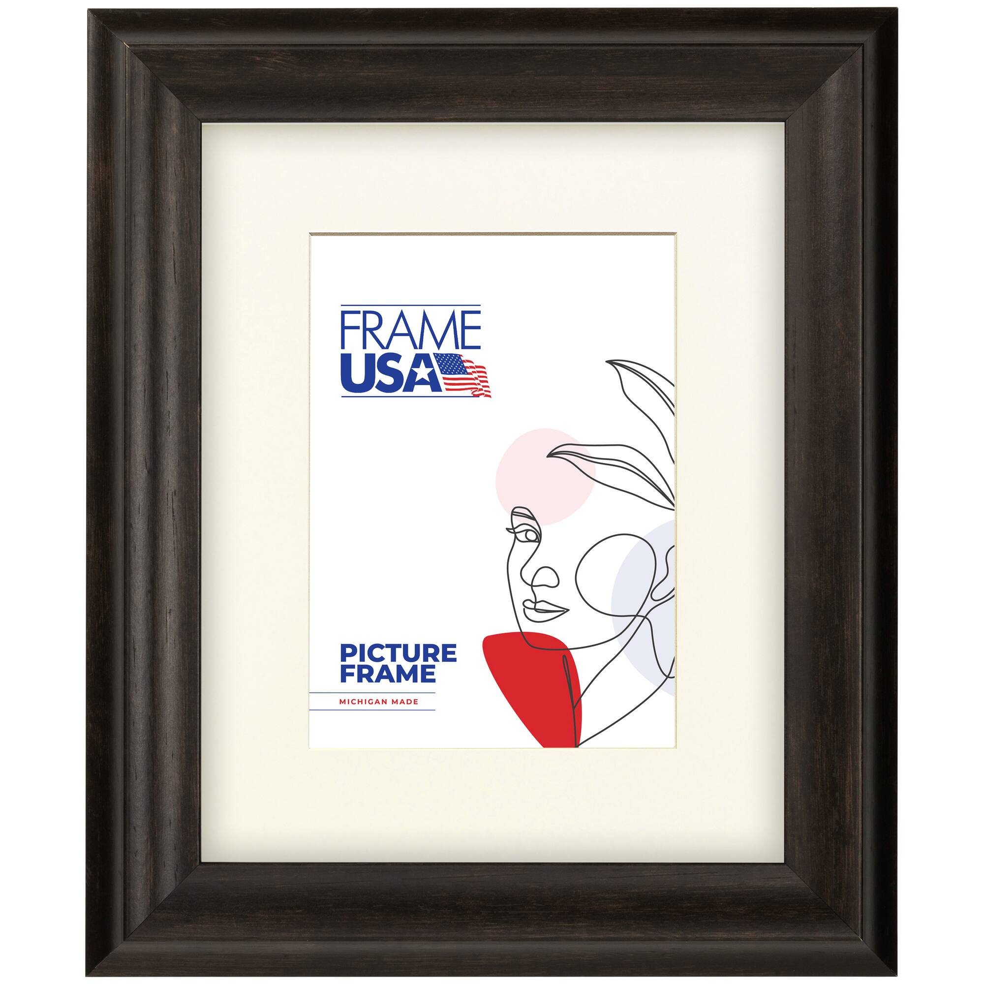 Frame USA Verona Narrow Espresso Single Image Picture Frame with Mat